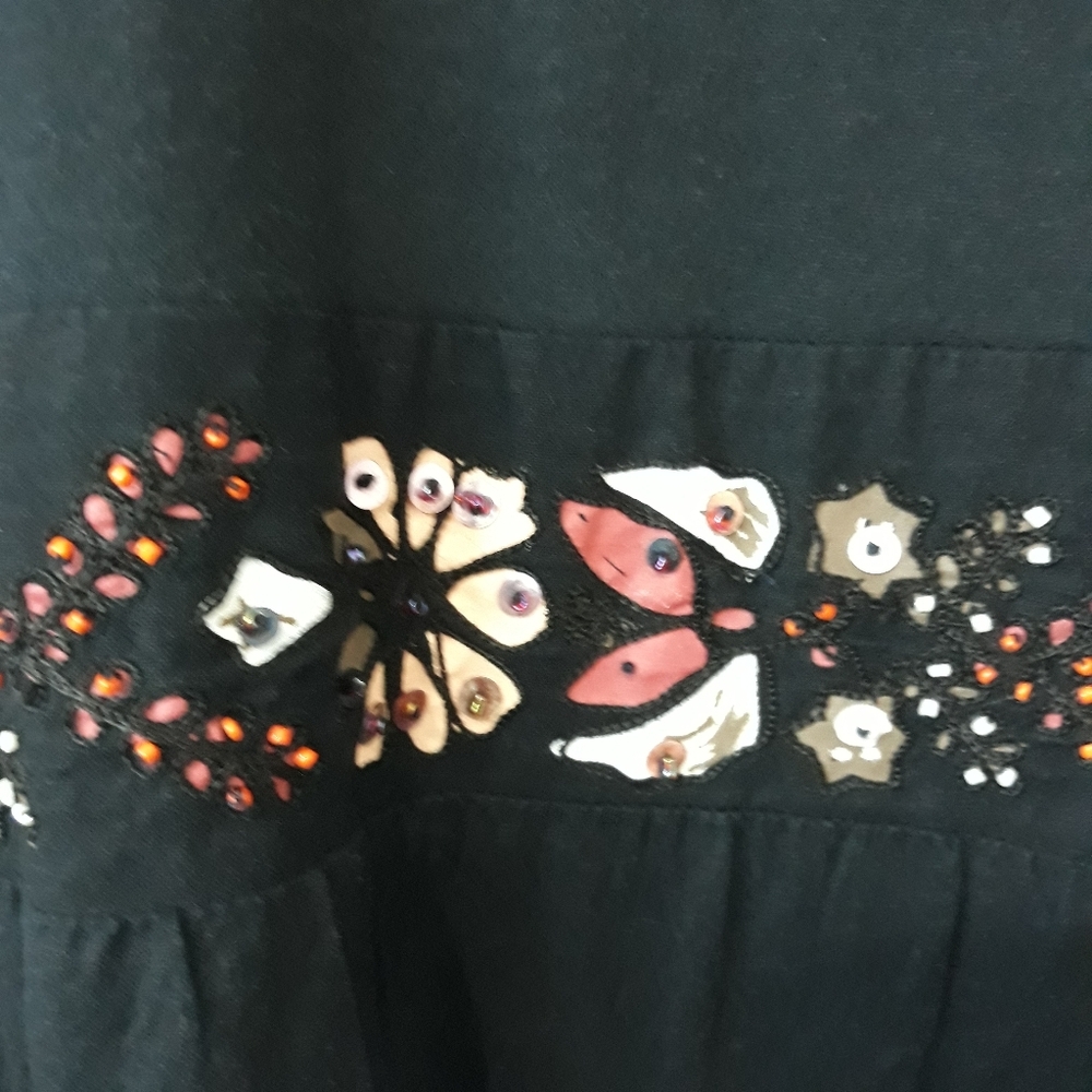 Mix Nouveau 100% Cotton Black Beaded  Dress Size Medium - Picture 5 of 11